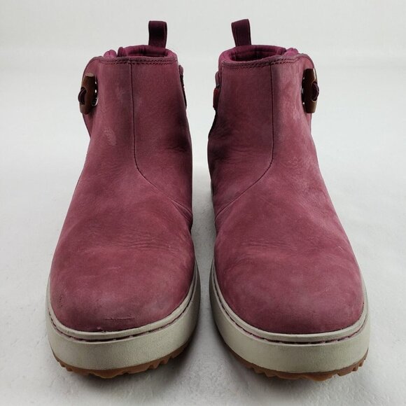 LL Bean Mountainside Toggle Boots Womens 10 Red Nubuck Leather Ankle Pull On - Picture 5 of 13